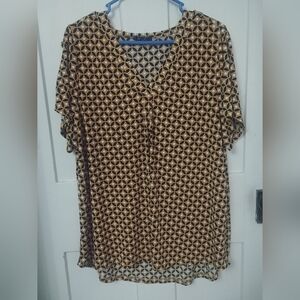 2/$25 By Design Women's V Neck Short sleeve Blouse Size 3X Gold Black